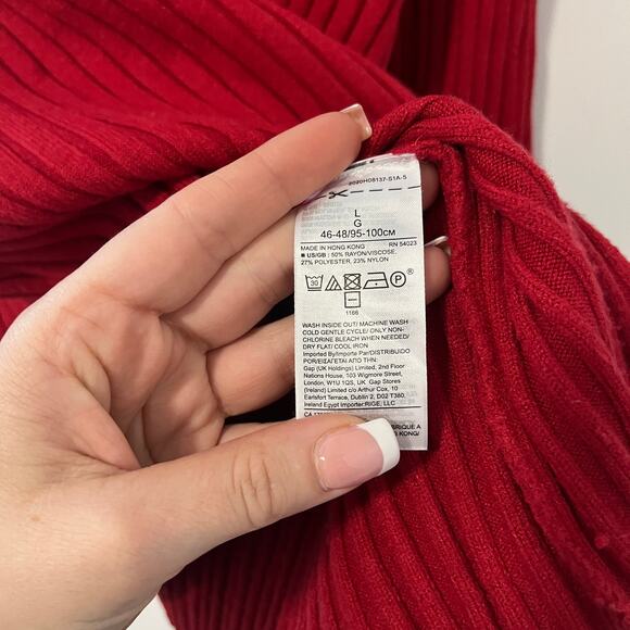 Banana Republic Red Ribbed Turtleneck Sweater Size Large - Picture 3 of 3